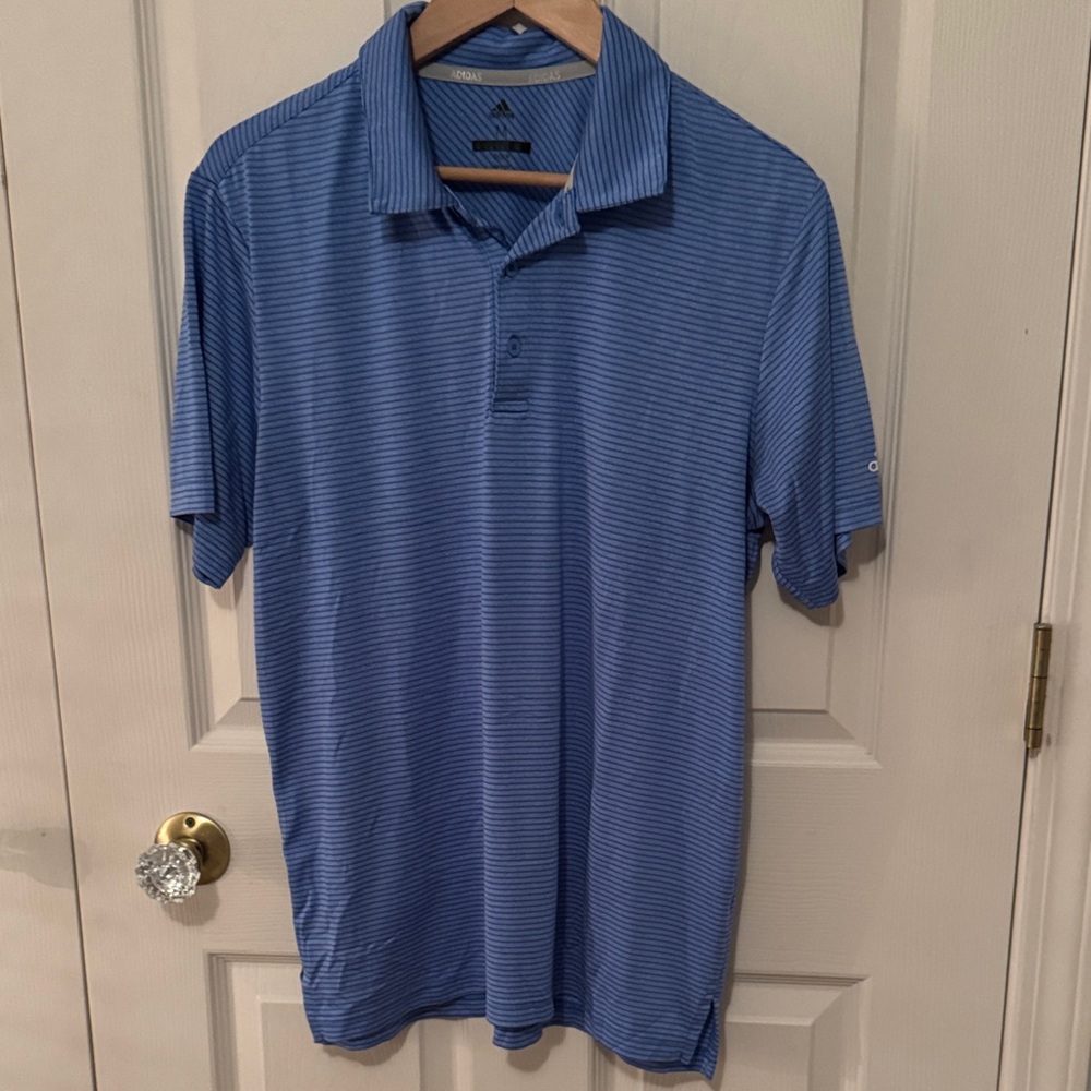 Adidas Men's Striped Blue Polo
